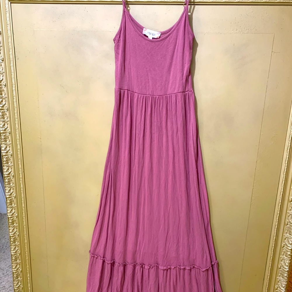 Pink Rose, spaghetti strapped maxi dress
